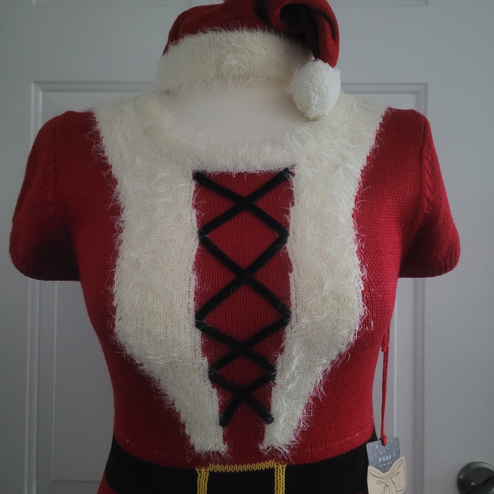 Poof! Red and White Mini Dress With Matching Santa Hat